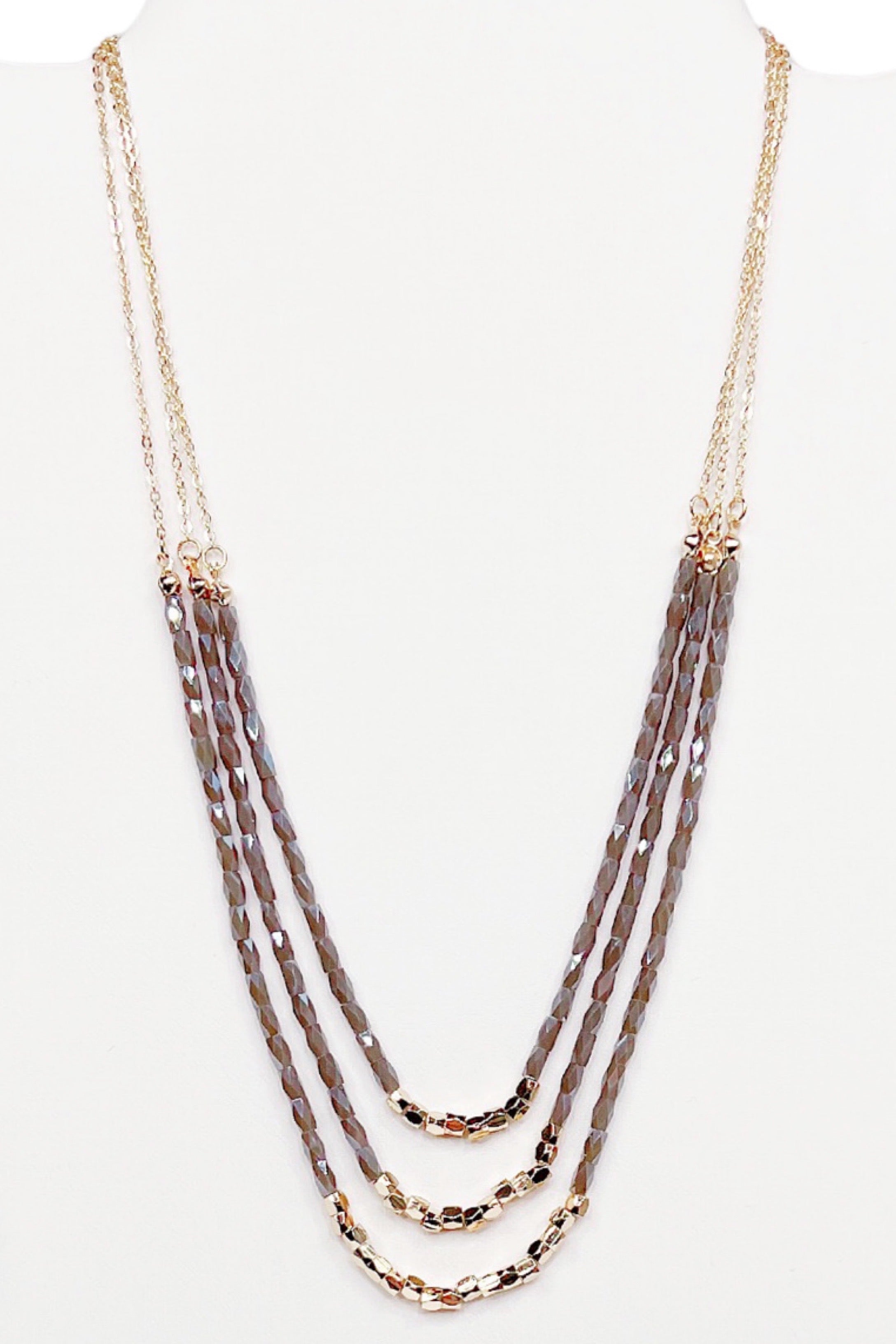 Forever And Always Layered Necklace - Grey