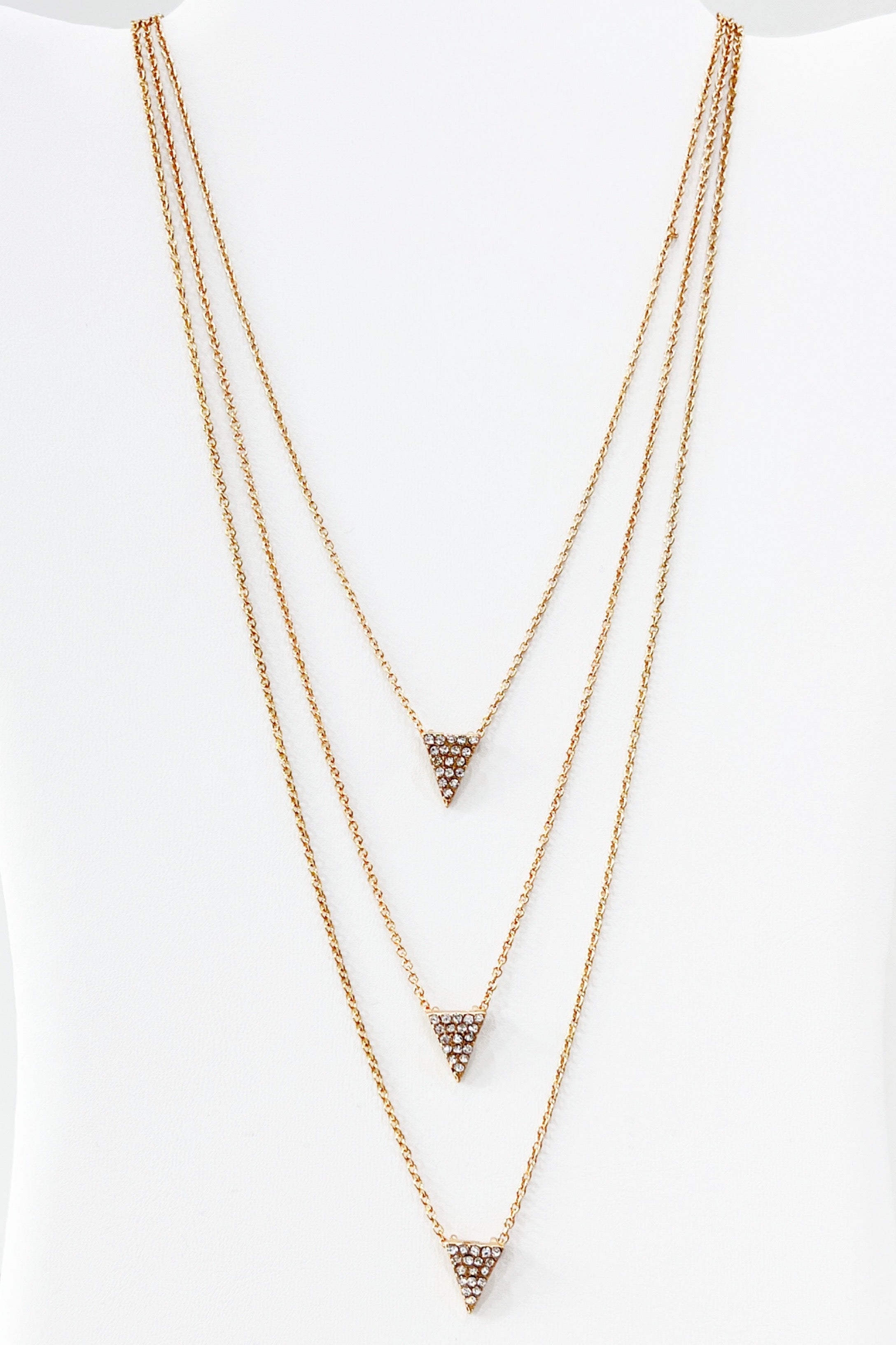 V Rhinestone Layered Necklace