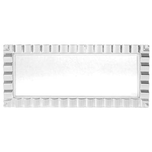 9 X 13 Inch Rectangle White and Silver Rim Plastic Serving Tray