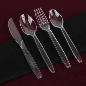 100pcs Pack Disposable Clear Plastic Cutlery Heavy Duty Plastic