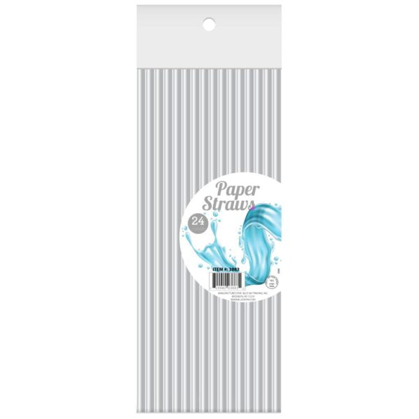 Silver Paper Straws 24 Pack