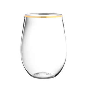 12 oz. Clear Stemless Wine Goblets With Silver Rim 6 Pack – Posh Setting