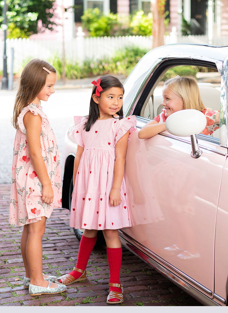 Pink Chicken Heart Embroidery Knit Dress