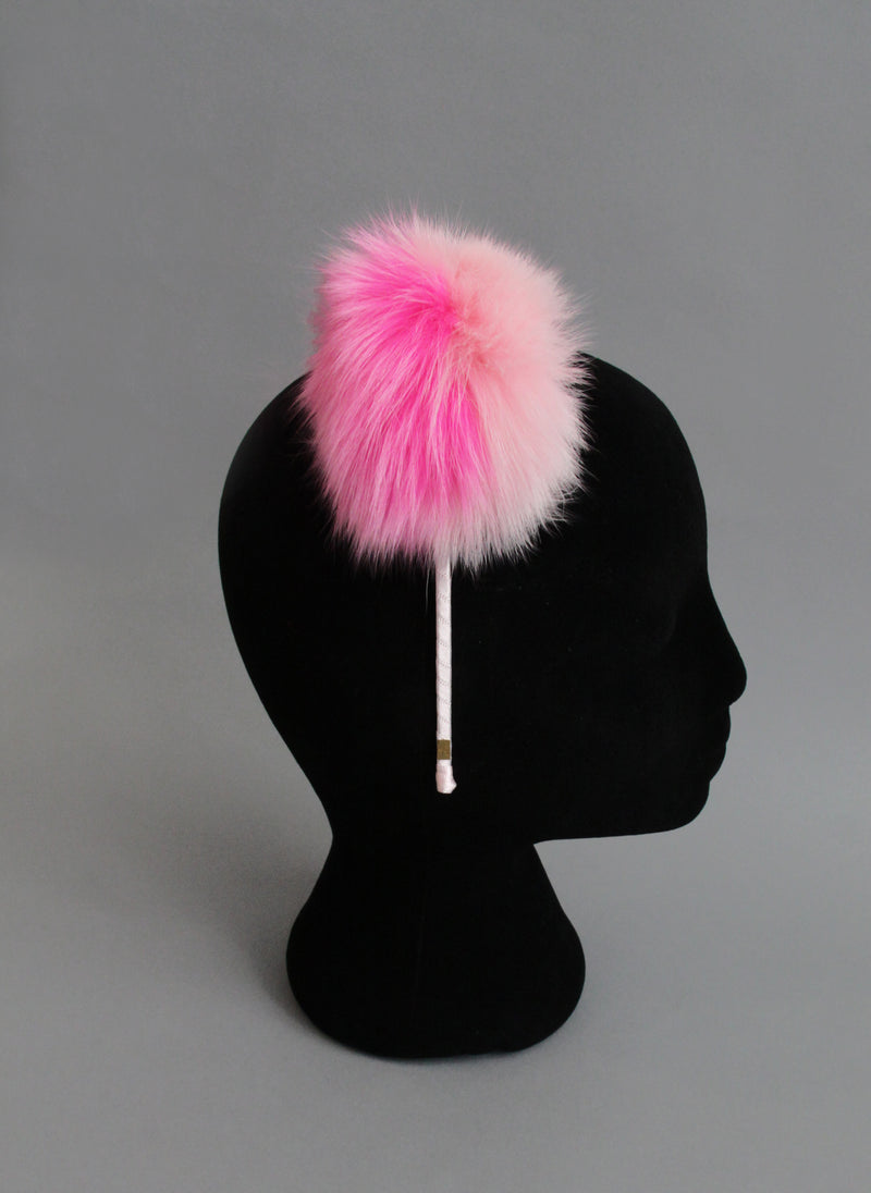 Bari Lynn Two Tone Pompom Headband with Swarvoski Crystals in Hot Pink and Light Pink