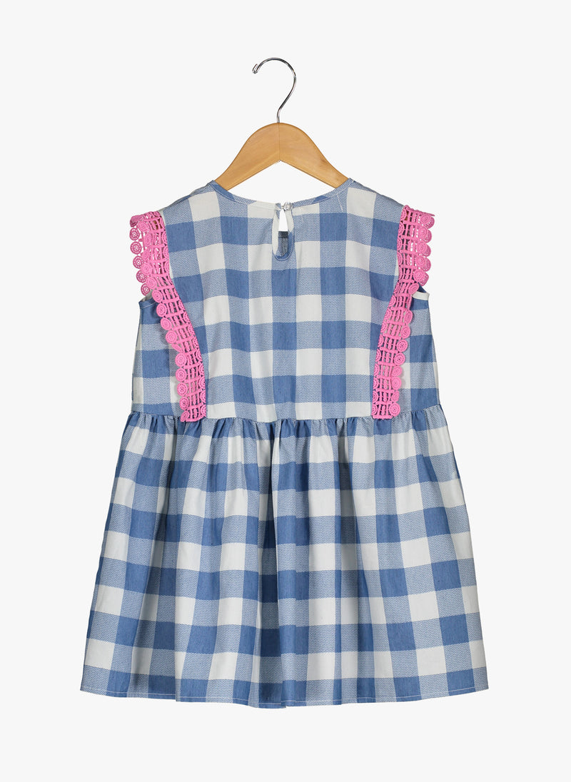 Vierra Rose Lilou Trimmed Sleeveless Dress in Blue Check – Hello Alyss ...