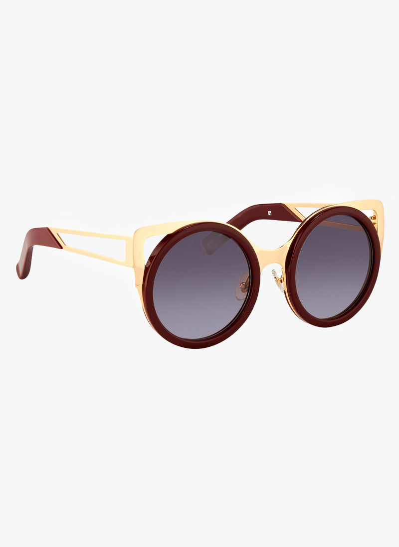 Linda Farrow X Erdem Cat Eye Maroon Sunglasses