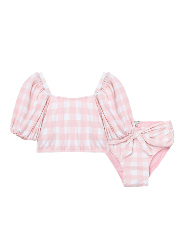 Habitual Kids Plaid Chic Bubble Sleeve Bikini