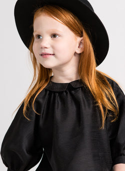 Omami Mini Peasant Voile Blouse in Black