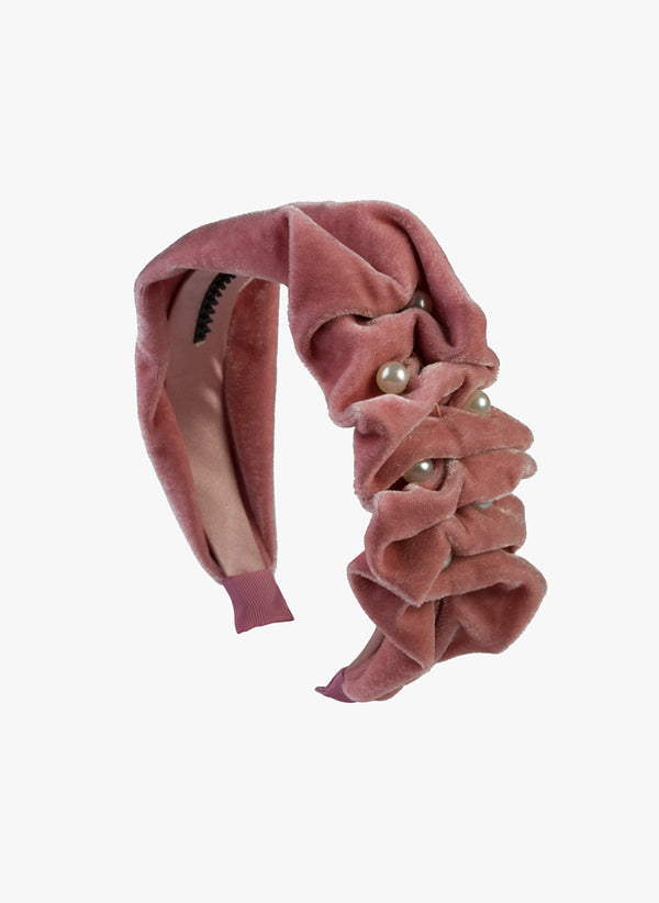 Project 6 Kids  Ruffled Pearl Velvet Headband