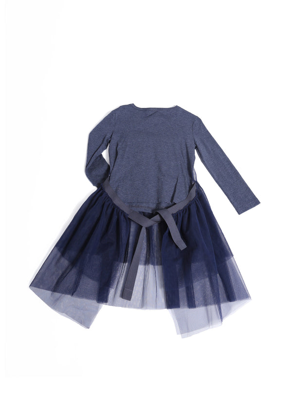 Tia Cibani Classic Tulle Apron T-shirt Dress in Lapis