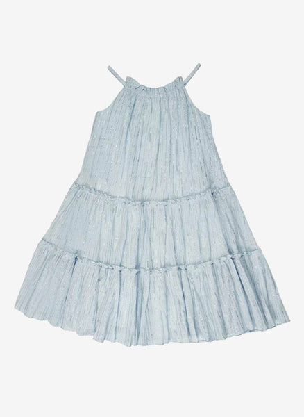 Ujala Tiered Maxi Dress in Ice Blue Lurex – Hello Alyss - Designer ...