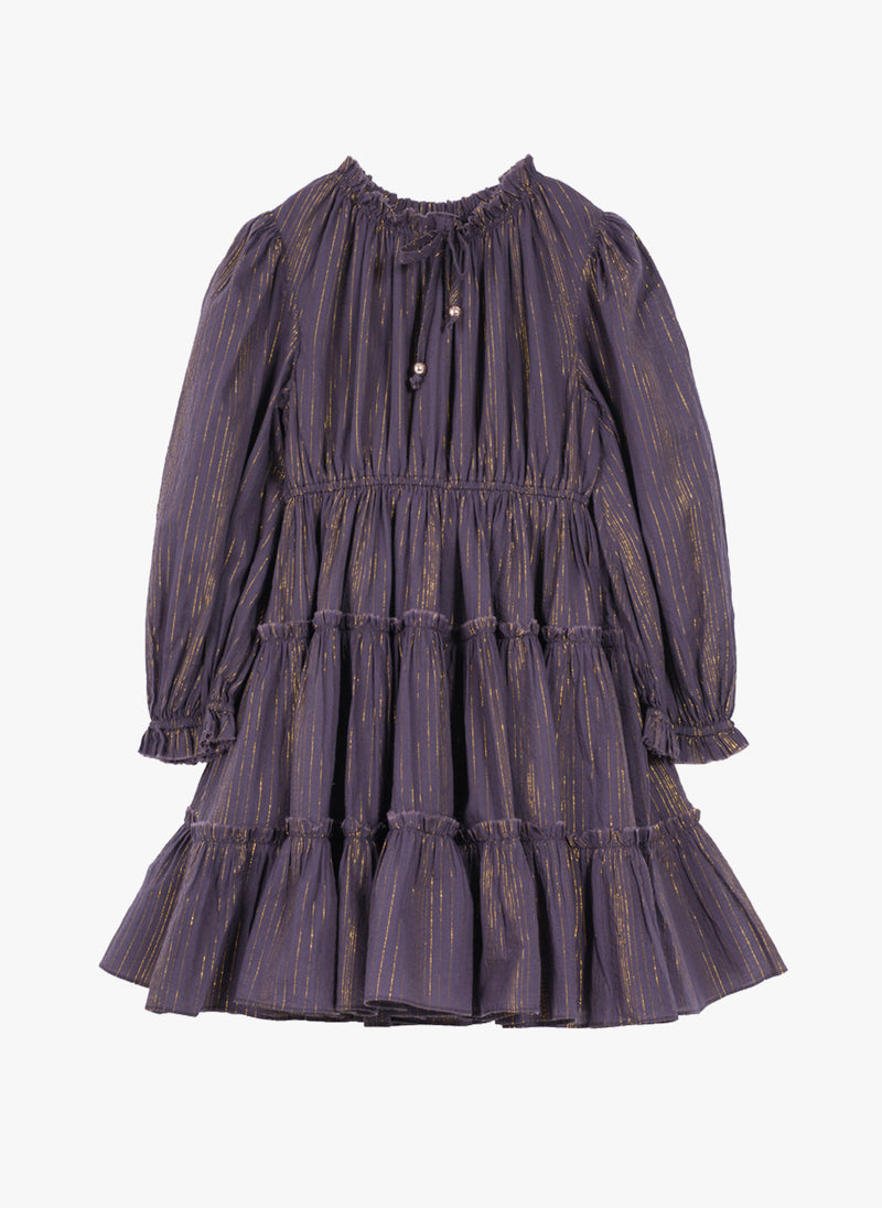 Velveteen Corinne Dress in Wildberry Lurex Stripe