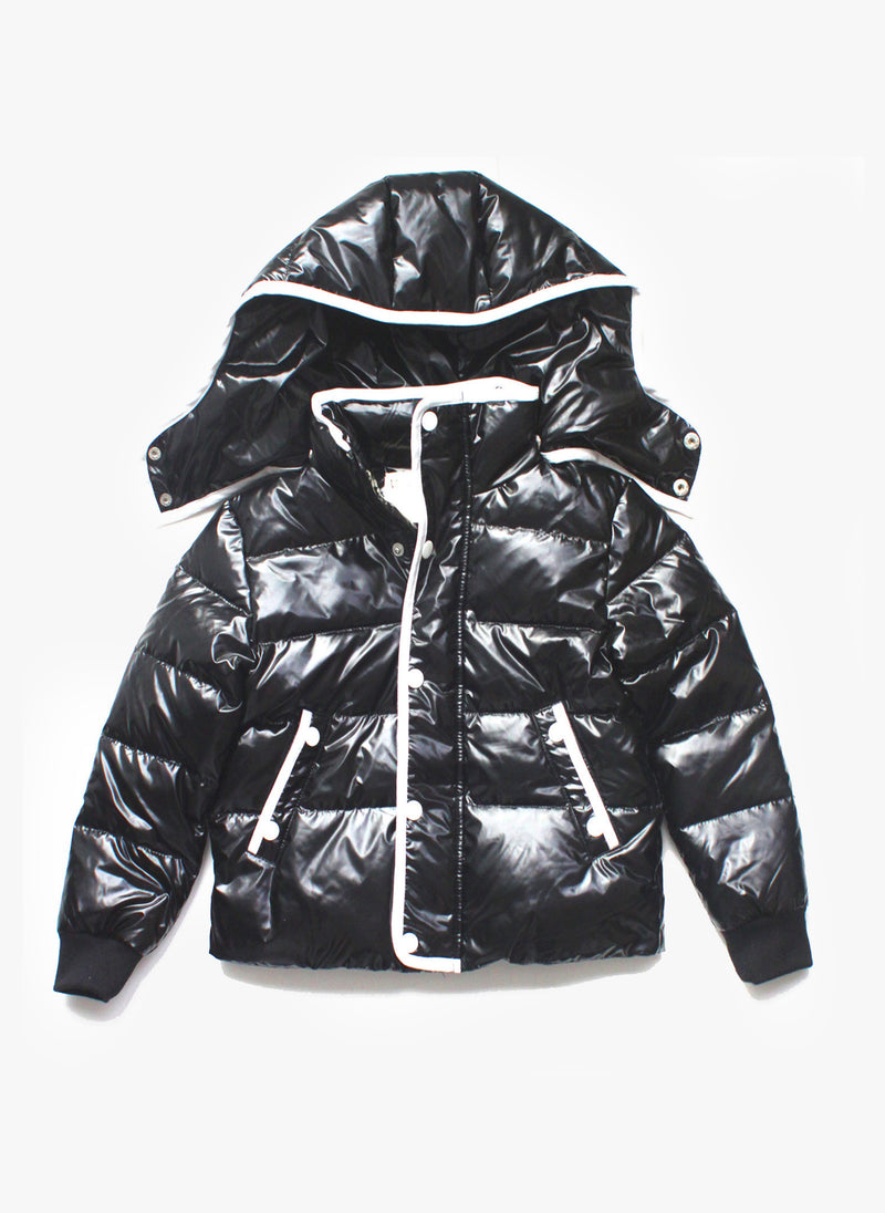 Vierra Rose Unisex Brooklyn Puffer Jacket in Shiny Black