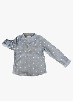 Vierra Rose Dino Stand Collar Shirt in Anchor Print