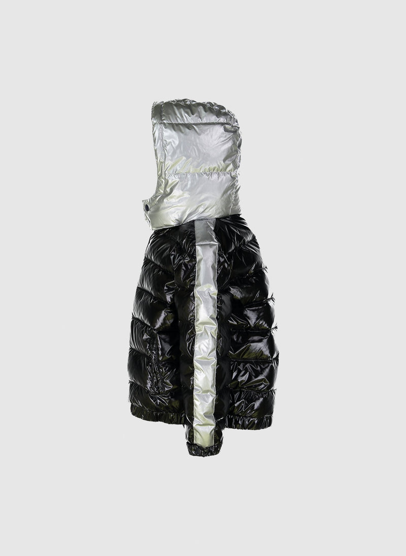 Vierra Rose Drew Contrast Sleeve Puffer in Black/Silver *royalhouseegypt Exclusives*