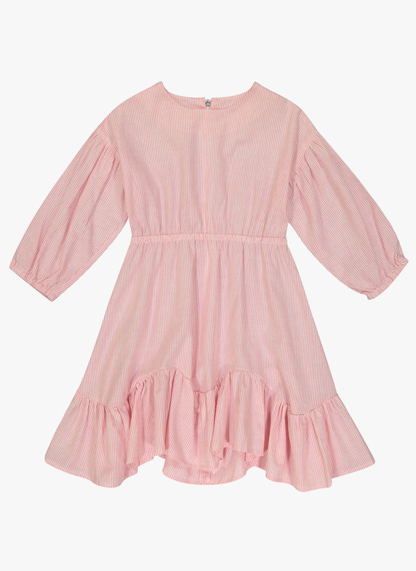 Vierra Rose Marchesa Chambray Midi Doll Dress in Pink Stripe