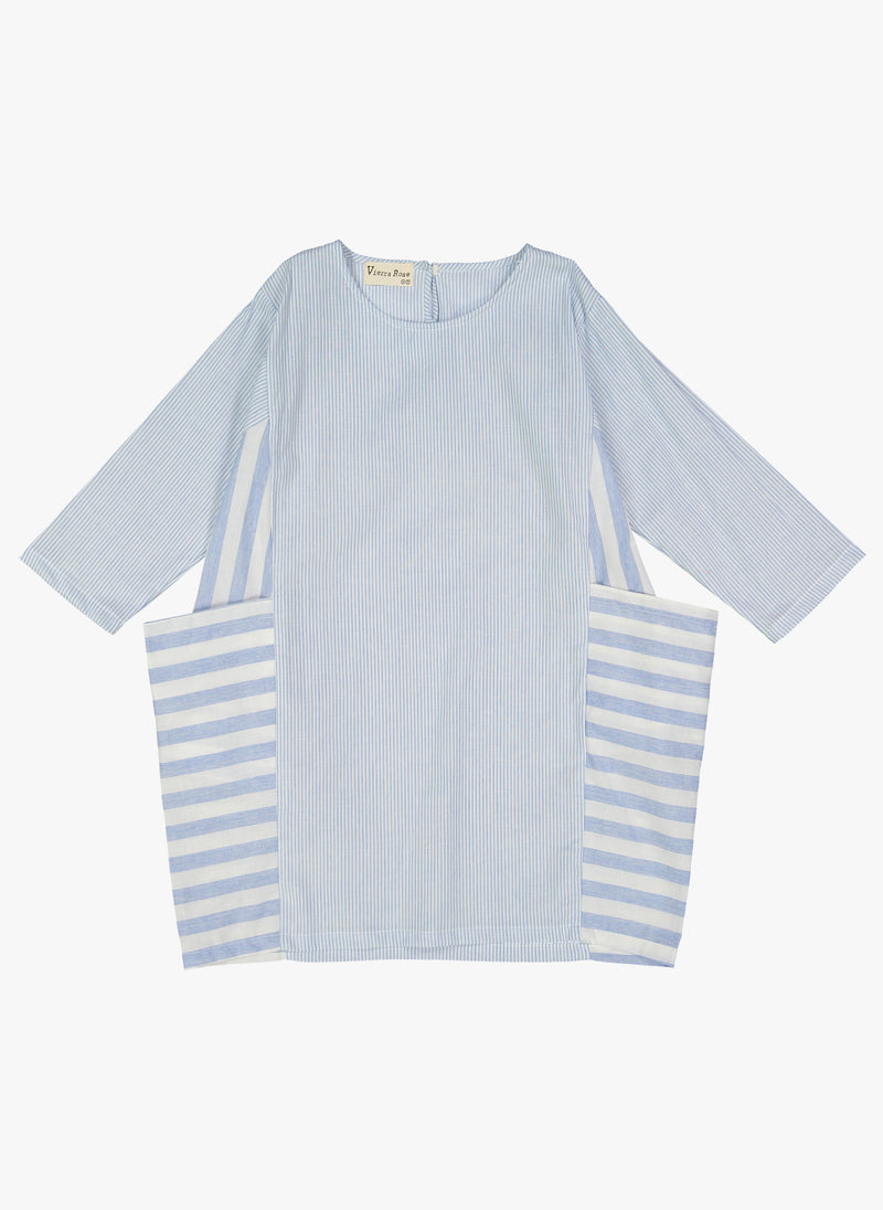 Vierra Rose Reina Big Pocket Side Dress in Blue Stripe