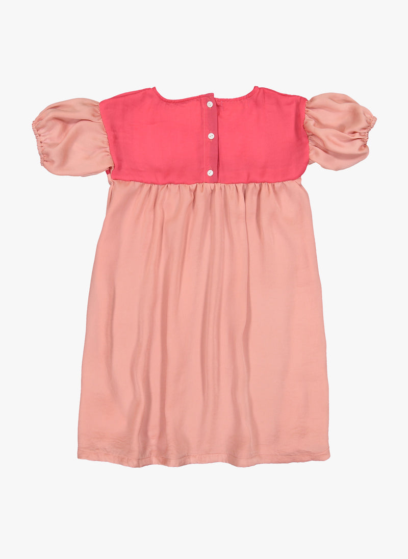 Vierra Rose Simone Color Blocked Chambray Dress in Pink Combo