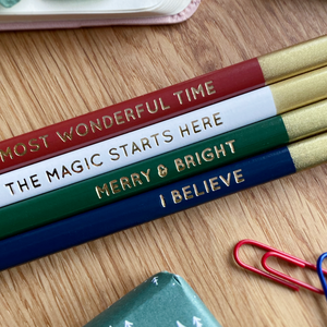 Set Of Four Christmas Message Pencils