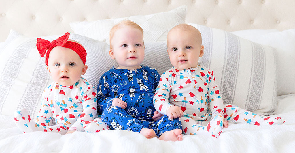 Three babies in super soft pajamas