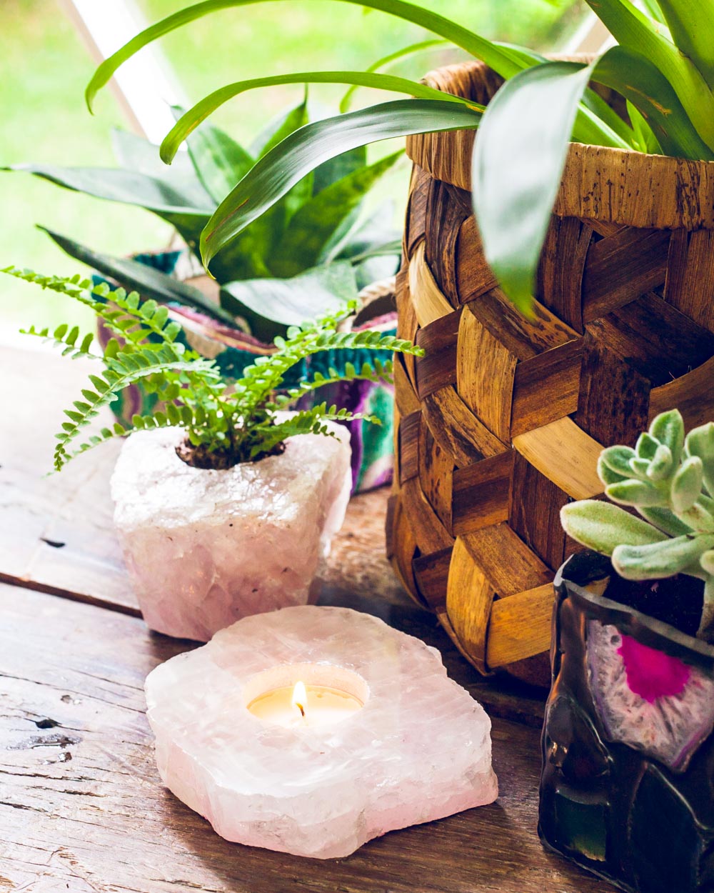 Rose Quartz Candle Holder by SoulMakes