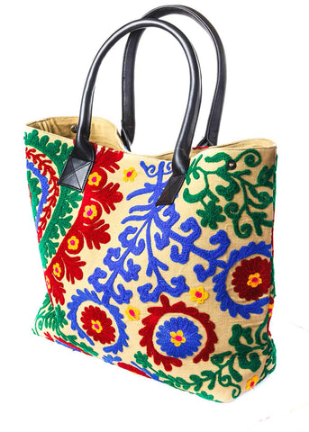 Large Embroidery Tote Bag | Bohemian Fashion Accessories | SoulMakes