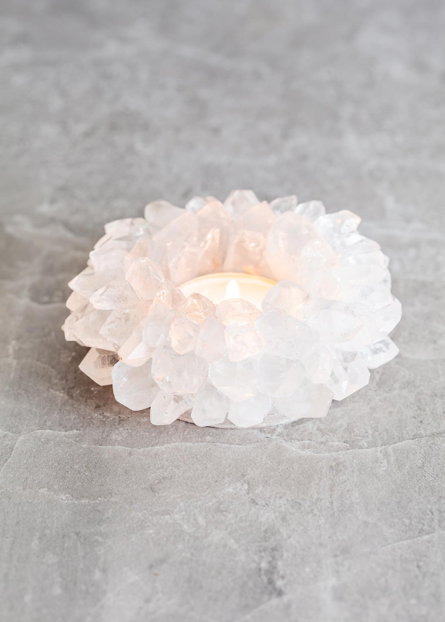 The Soul Makes Clear Quartz Lotus Candle Holder product recommended by Jessica Wilke on Improve Her Health.