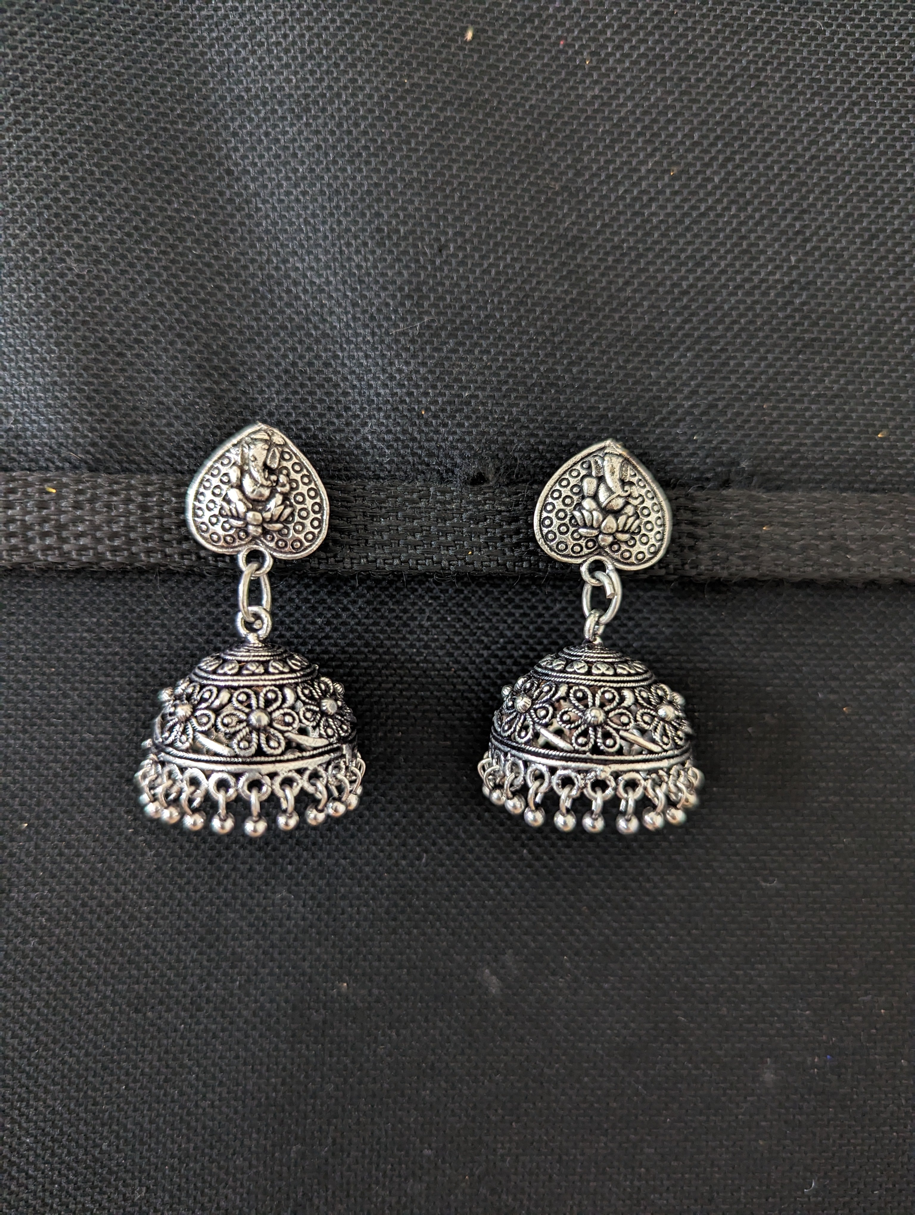 Cute small Silver Jhumka | stylish Floral CZ crystal Jhumka Jhumki | I –  Indian Designs