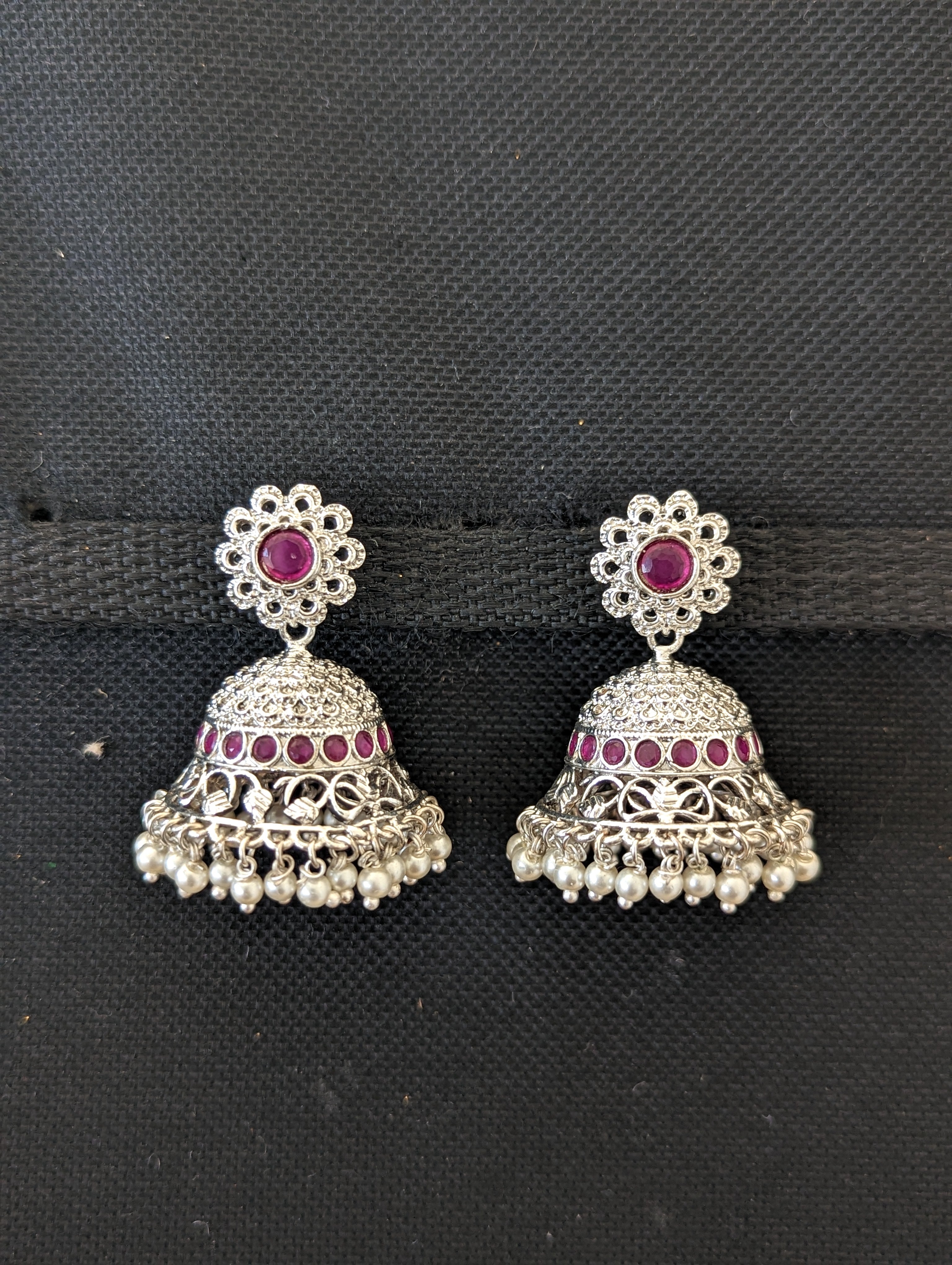 Two Tone Finish Zircon & Green Stone Jhumka Earrings in Sterling Silver  Design by Sneha Rateria at Pernia's Pop Up Shop 2024