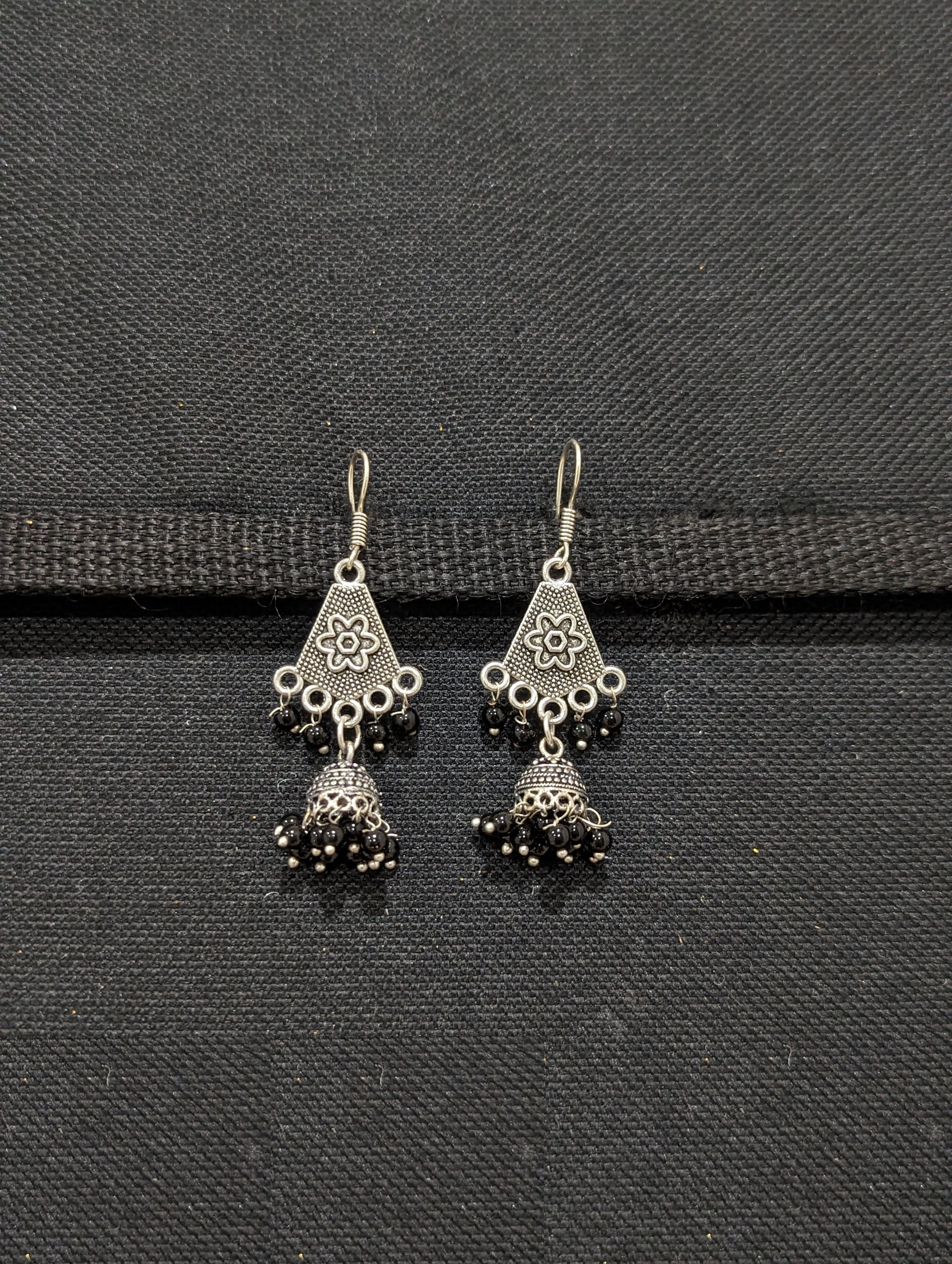 Buy Oxidised Silver Pearl and Kundan Tassel Earrings online from Karat Cart