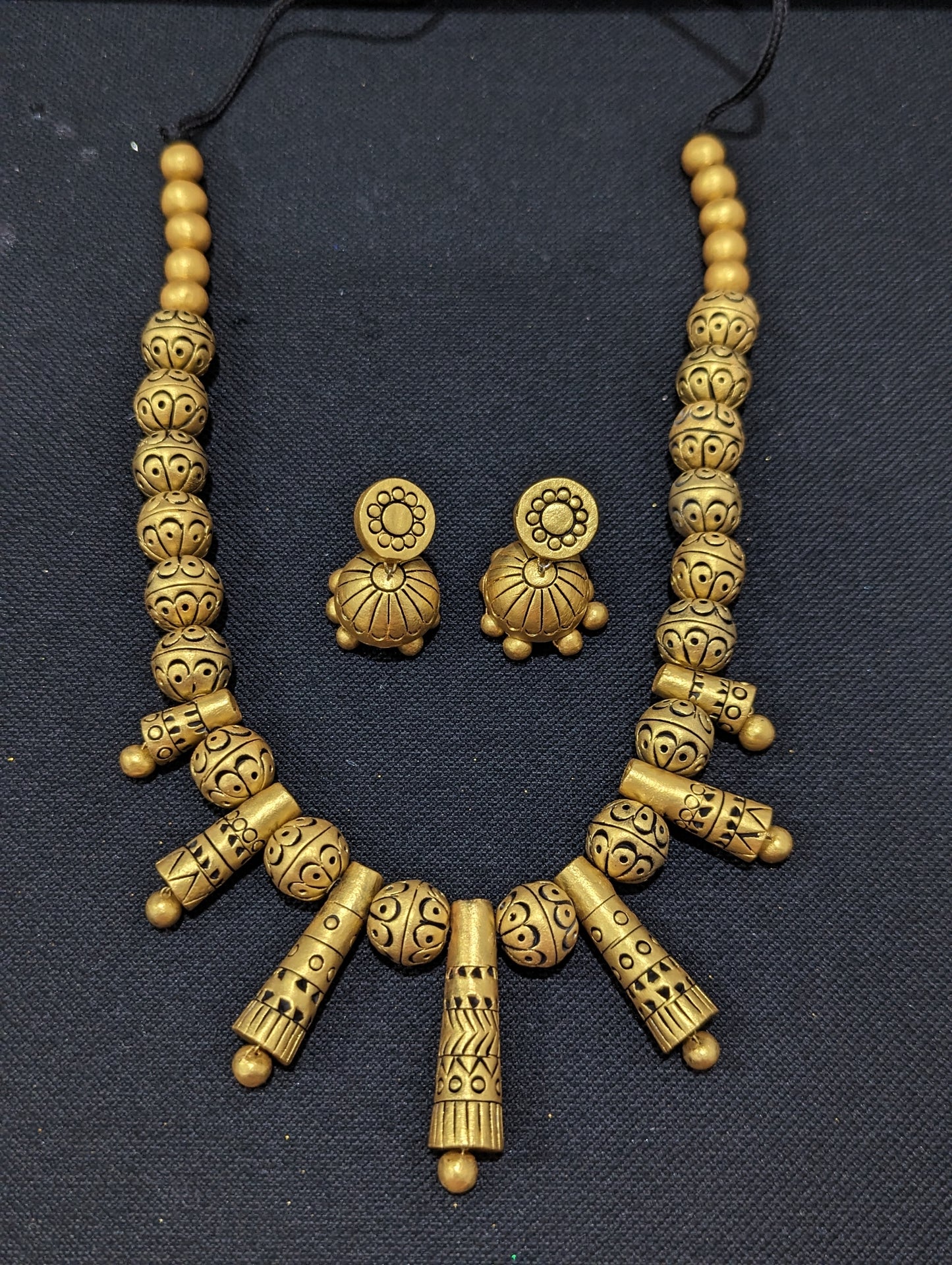 Terracotta Spike Necklace with Jhumka Earrings Set – Simpliful Jewelry