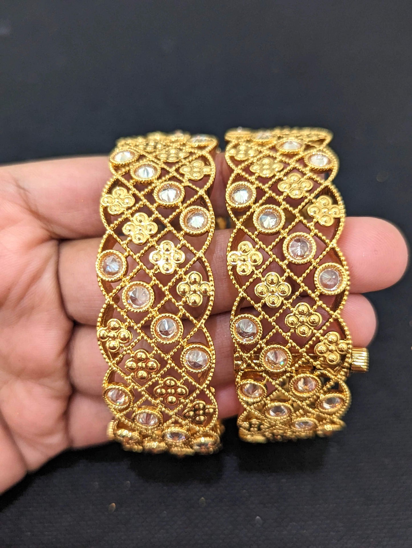 Polki stone Traditional Bangles - Design 3 – Simpliful Jewelry