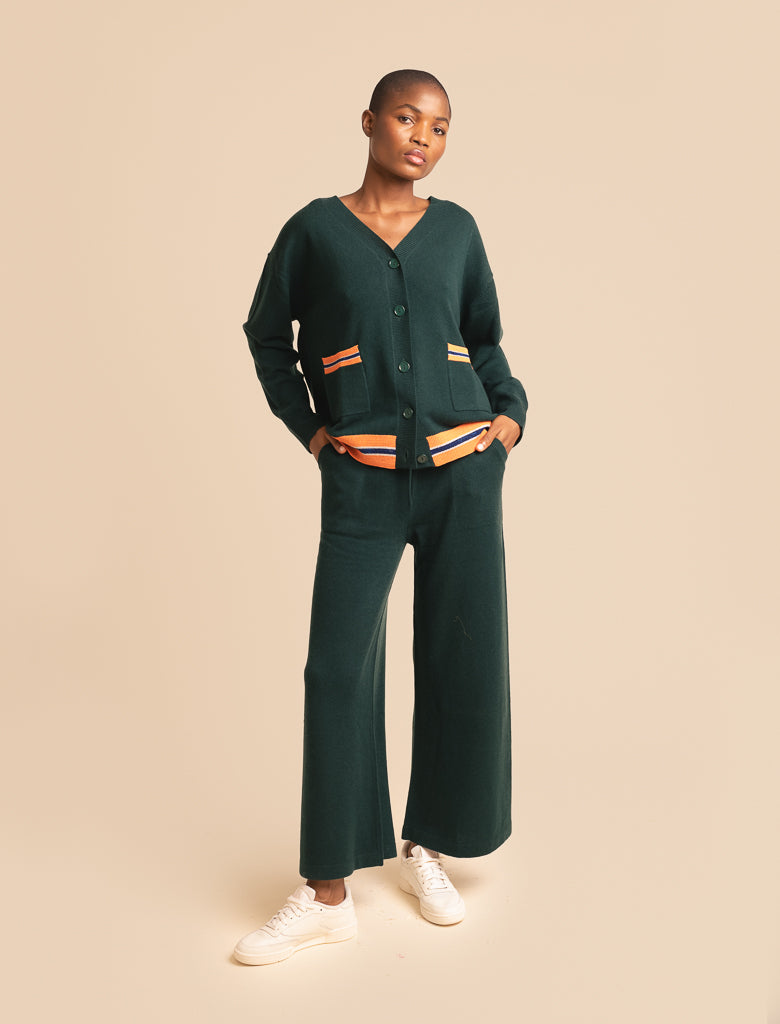 Liza Knitted Wide Leg Pocket Pant - Vine Green - ST BERTS Clothing Co product image