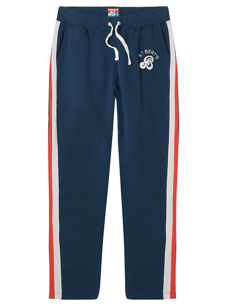 blue and red sweatpants