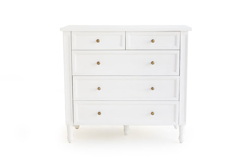 Hamptons 5 drawer white