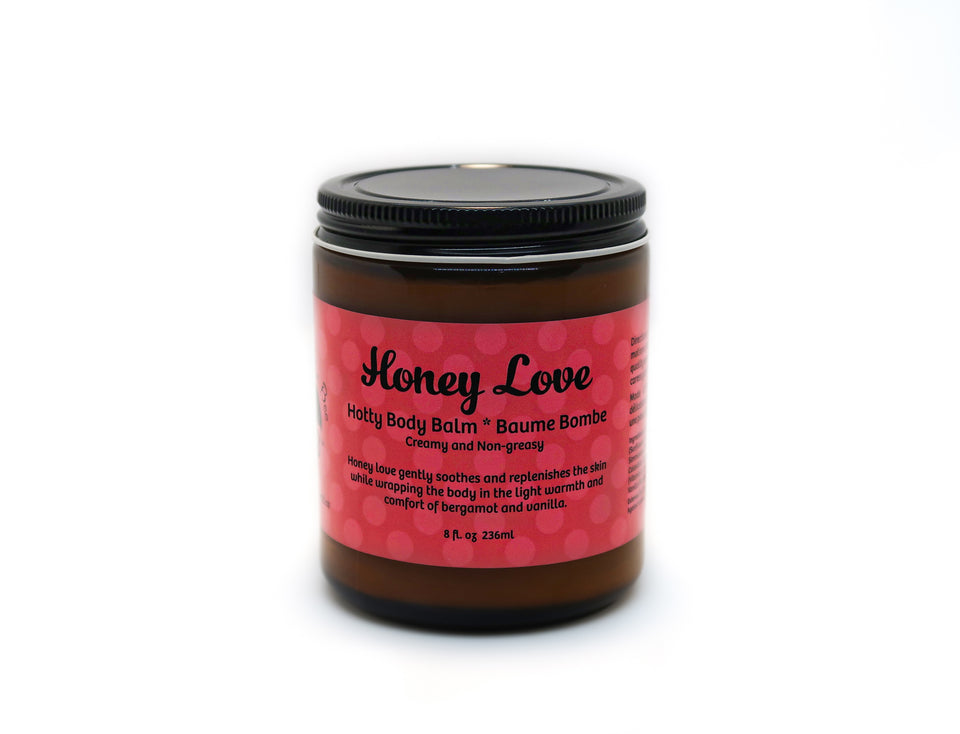 Body Balms! Honey Love Hotty Body Balm is our goddess blend. This gorgeous skincare formula gently soothes and replenishes the skin, while wrapping the body in the sweet warmth and comfort of bergamot, ylang-ylang and vanilla essential oils. The aroma of bergamot works to balance and reduce anxiety while vanilla and ylang-ylang help lift the mood.