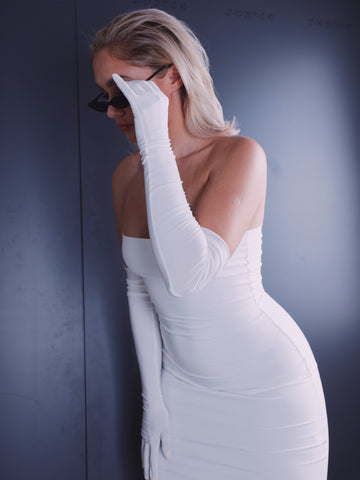 white midi tube dress