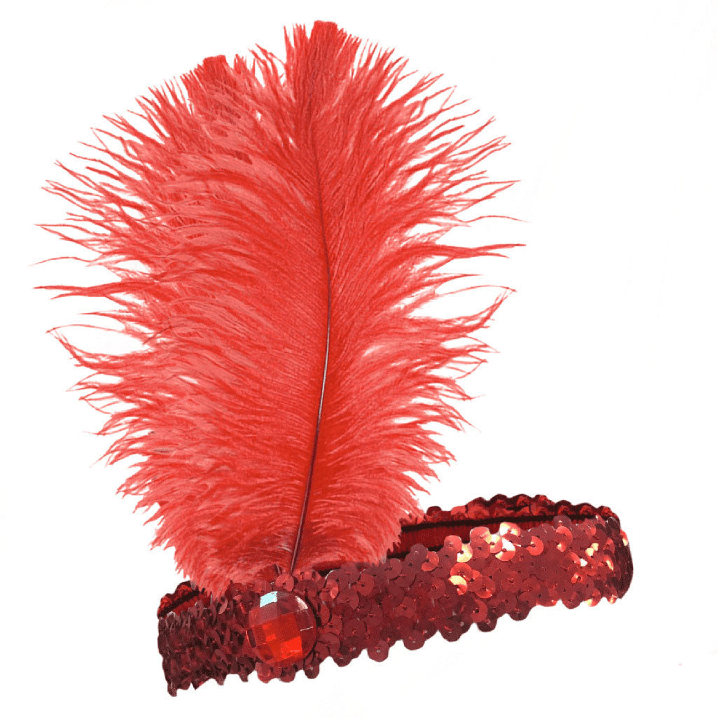 Burlesque Flapper Headband - Red Feather – Simply Party Supplies