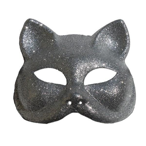 Glitter Cat Masquerade Mask In Silver | Simply Party Supplies