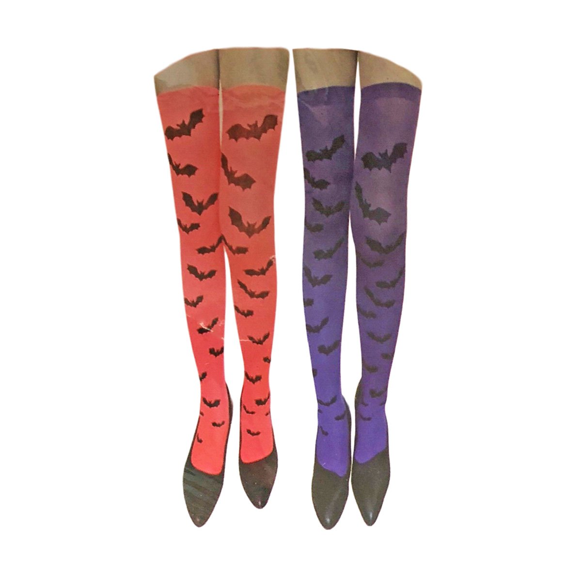 Halloween Stockings - Neon Orange With Black Bats – Simply Party Supplies