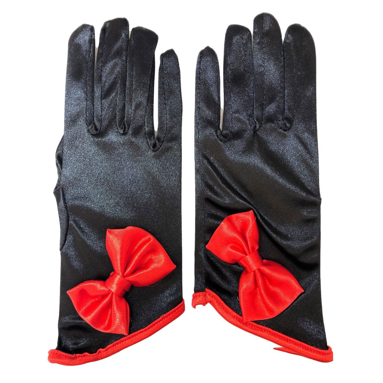 short black satin gloves