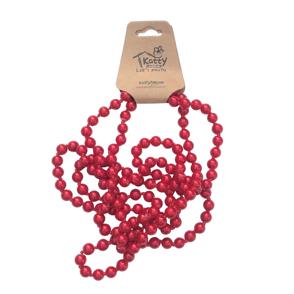 Faux Double Strand Pearl Bead Necklace - Red – Simply Party Supplies