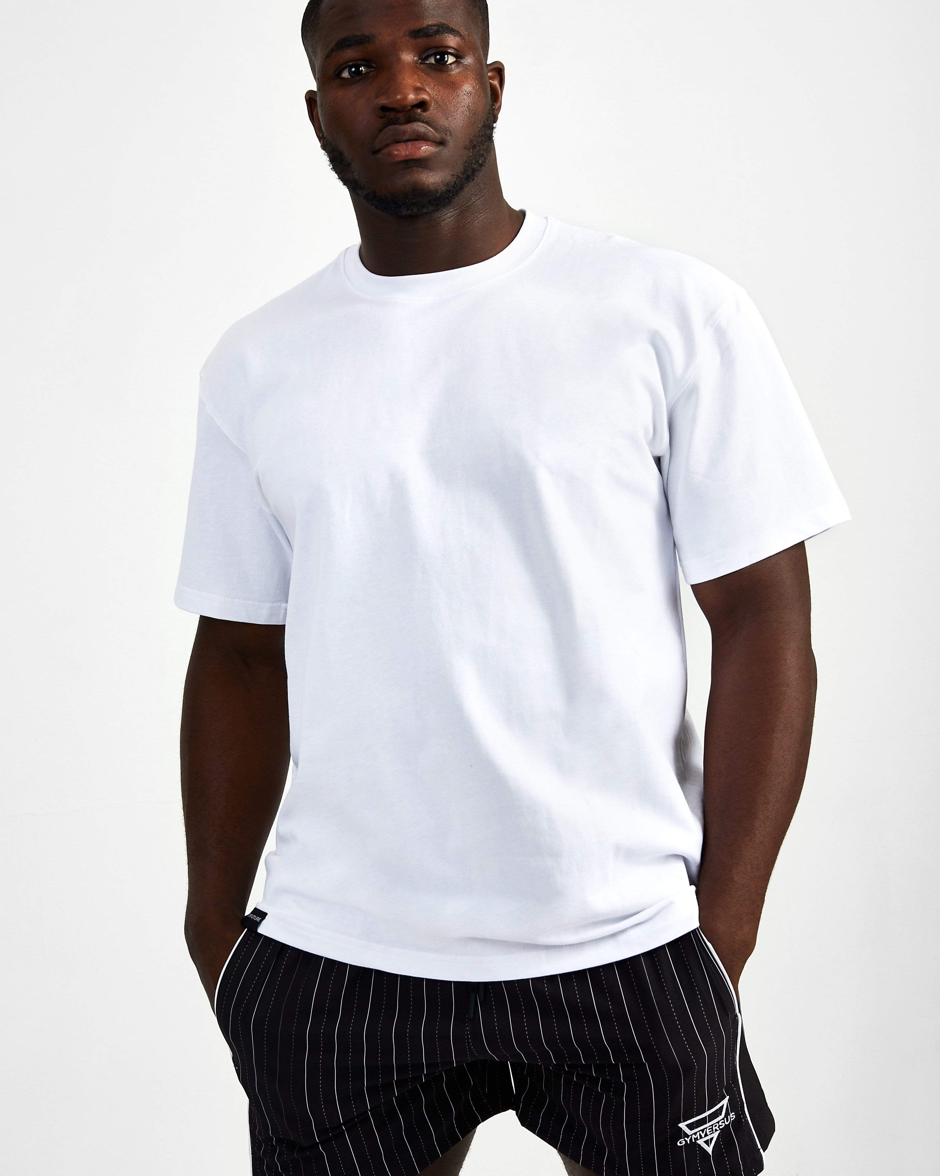 Blank Superset Oversized Cotton Gym Tee - White - GYMVERSUS