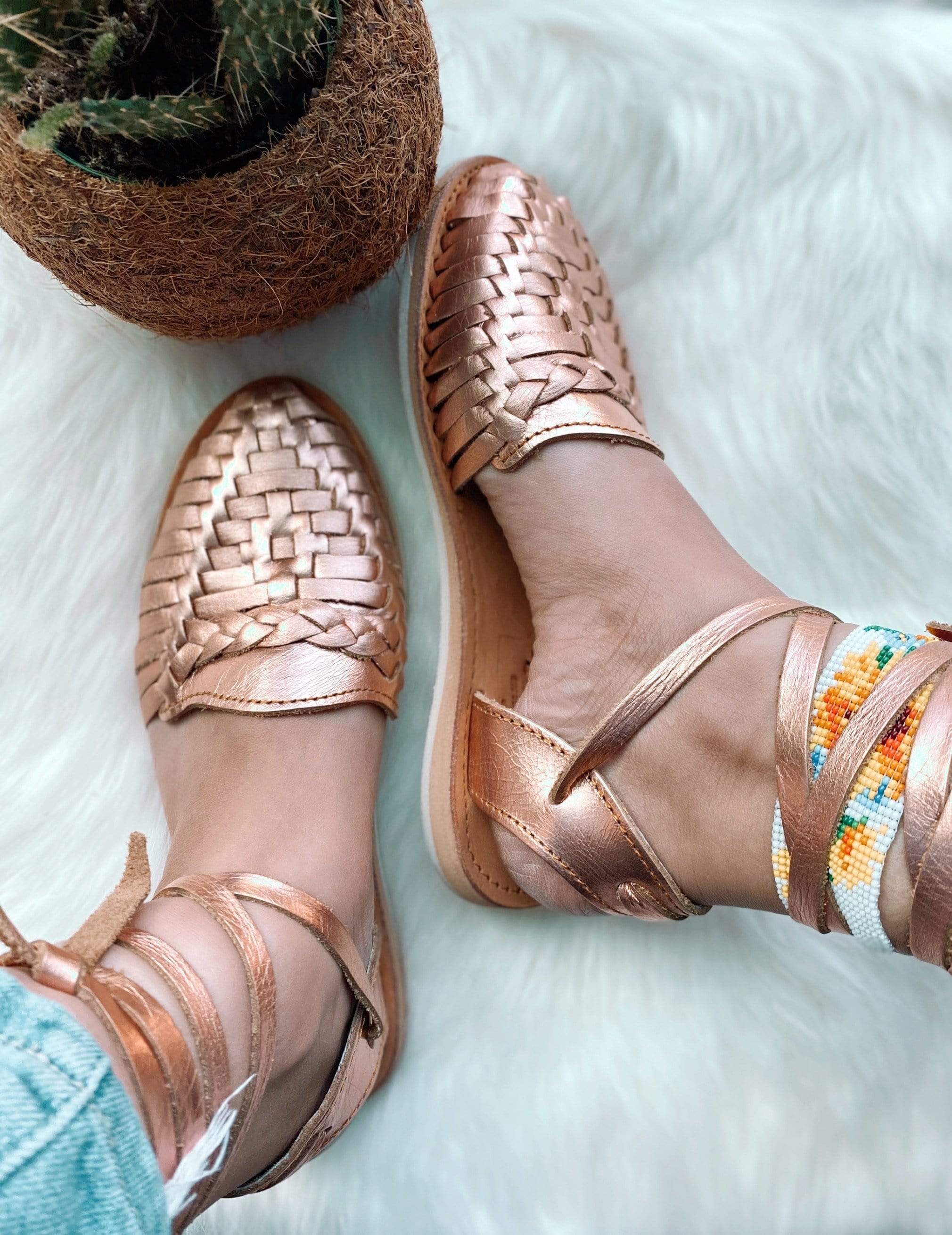 gold huarache sandals