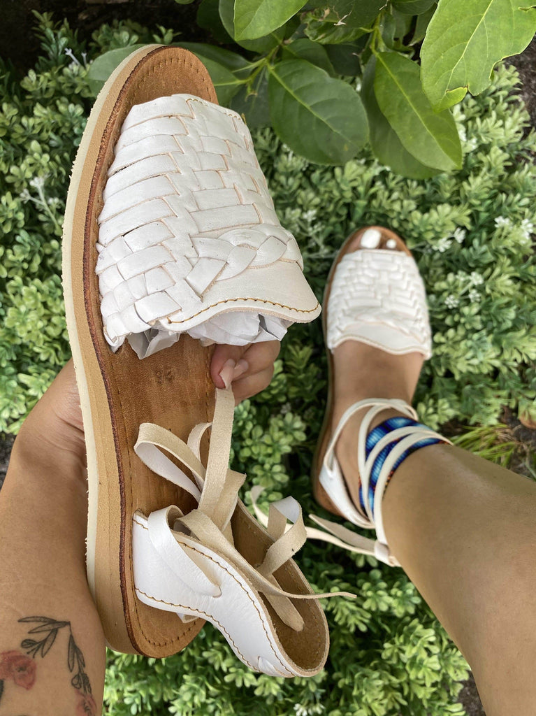 white mexican huaraches