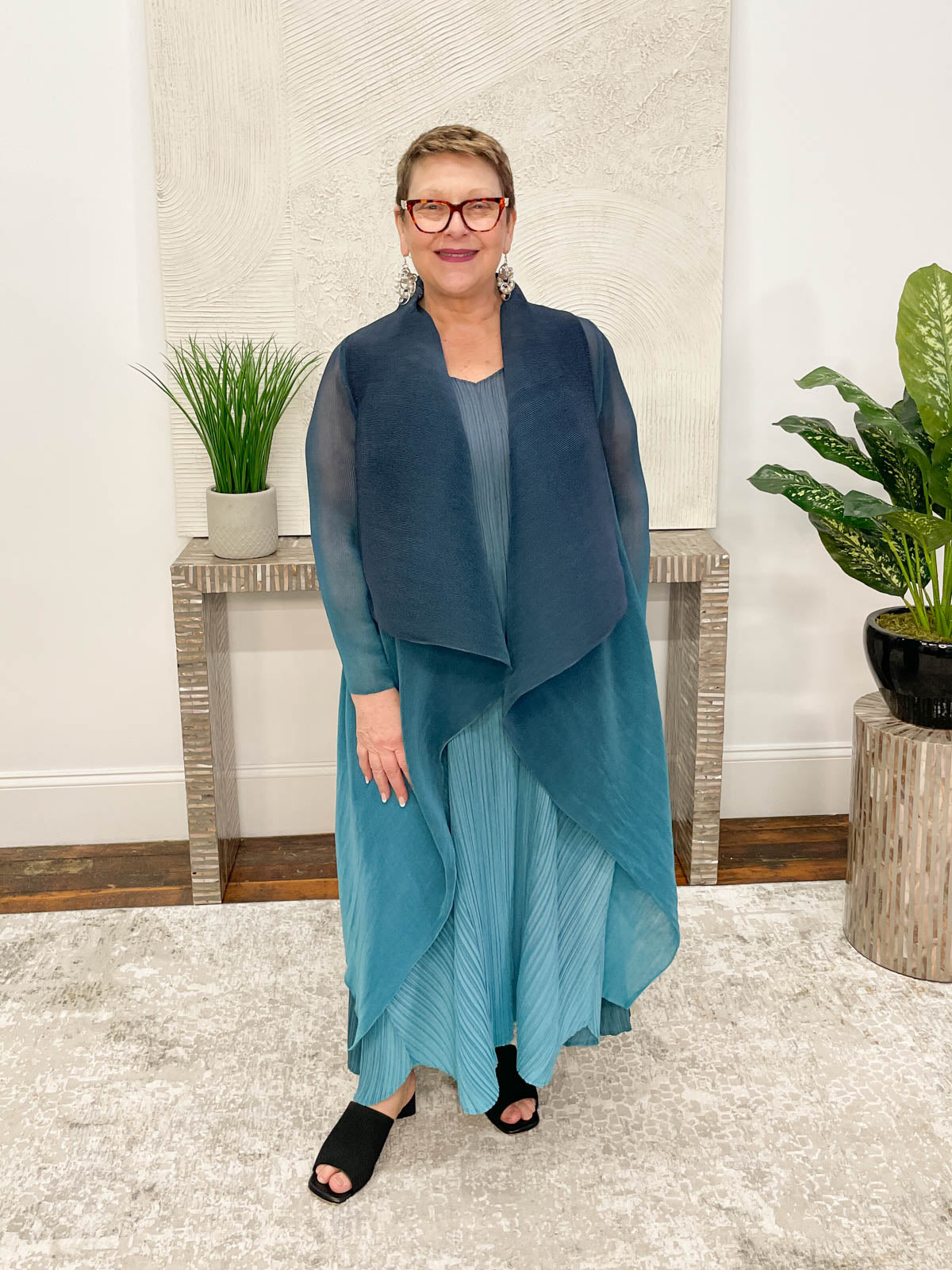 Alquema Collare Coat, Indigo to Aqua Ombre - Statement Boutique