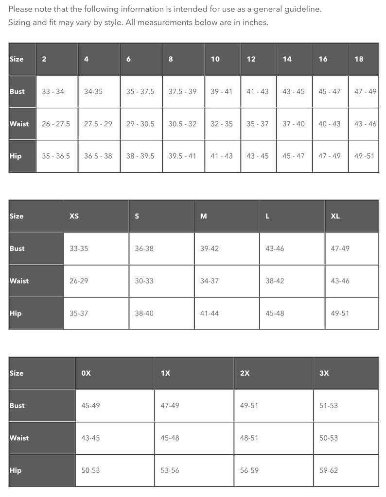 Sympli Size Chart