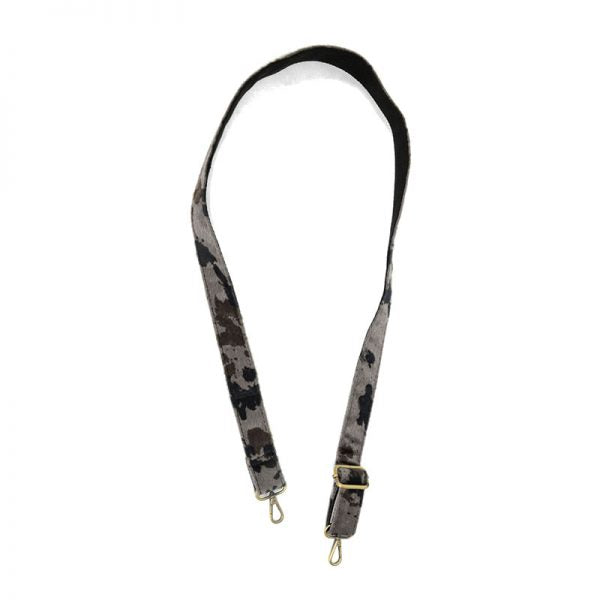 2 Guitar Strap, Grey Abstract Faux Fur