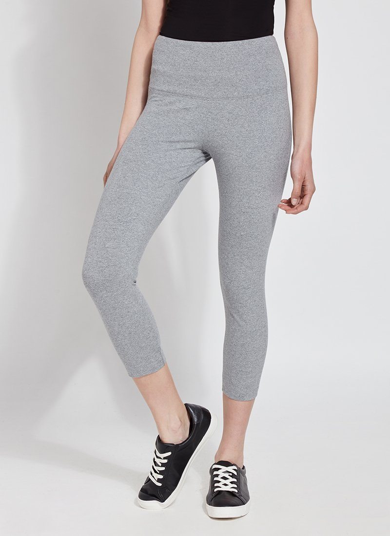 Flattering Cotton Crop Legging, Grey Melange | Statement Boutique