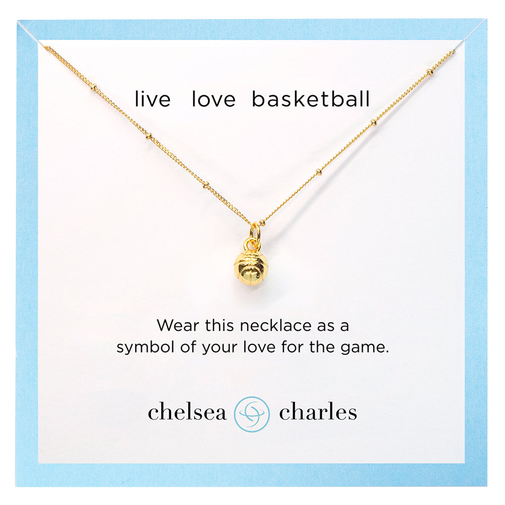 CC Sport Silver Basketball Charm Necklace for Little Girls and Tweens